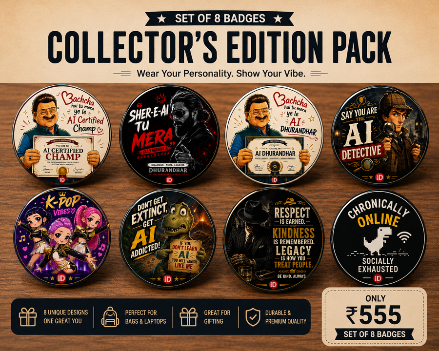 Collector’s Edition Badge Pack – Set of 8 Premium AI & Internet Culture Badges