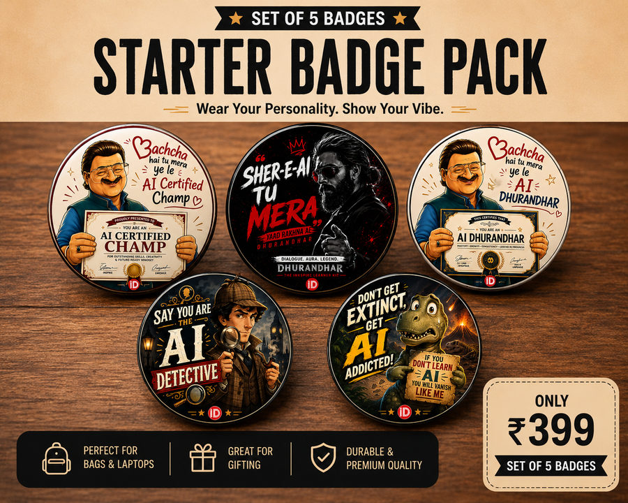Creator’s Badge Pack – Set of 5 Collectible AI & Internet Culture Badges
